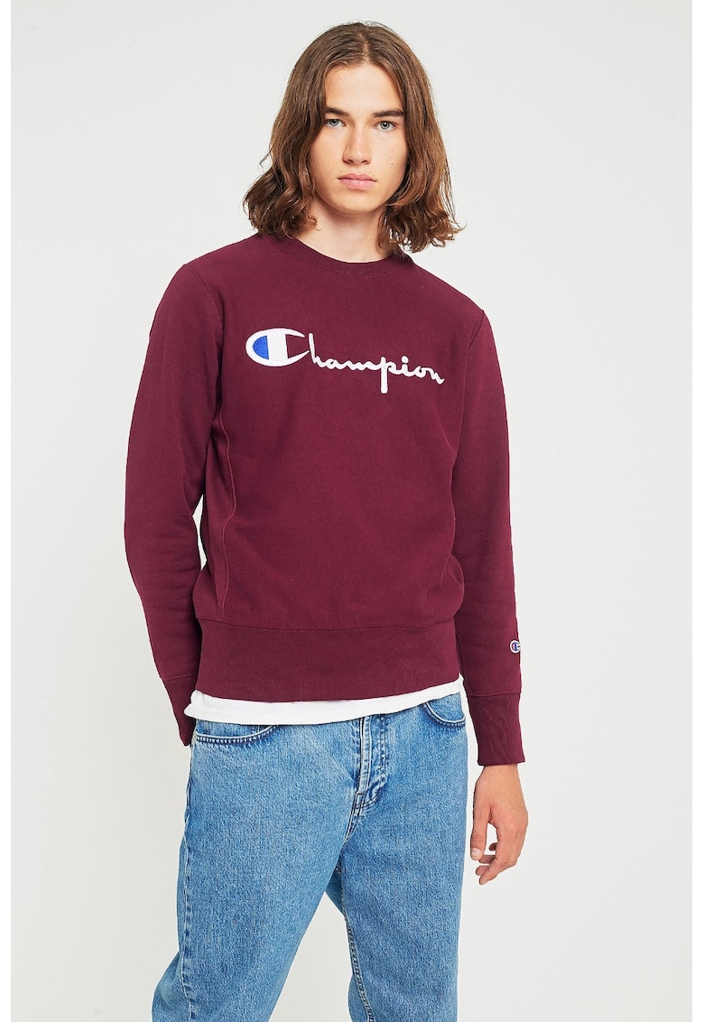 Bluza Barbati - Bumbac - Logo Printat 2187 - Visiniu