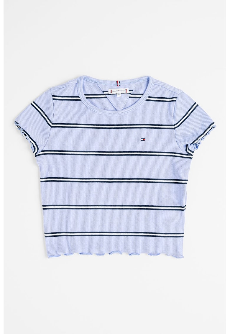 Tricou de bumbac cu striatii si logo