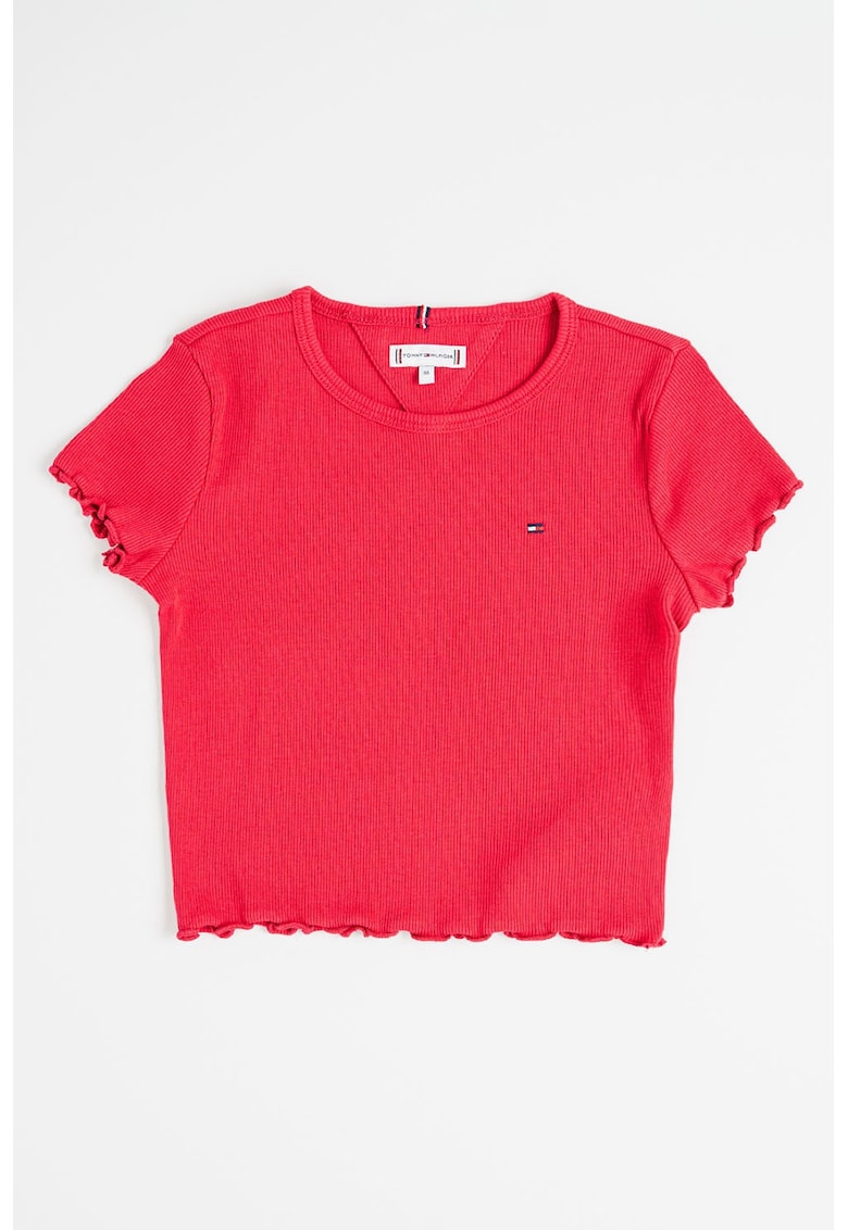 Tricou de bumbac cu striatii si logo