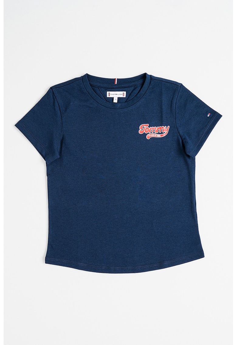 Tricou din amestec de bumbac cu logo - Bleumarin