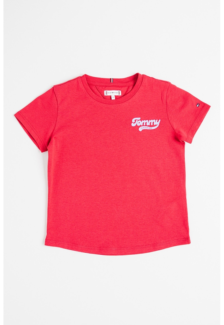 Tricou din amestec de bumbac cu logo - Roz aprins