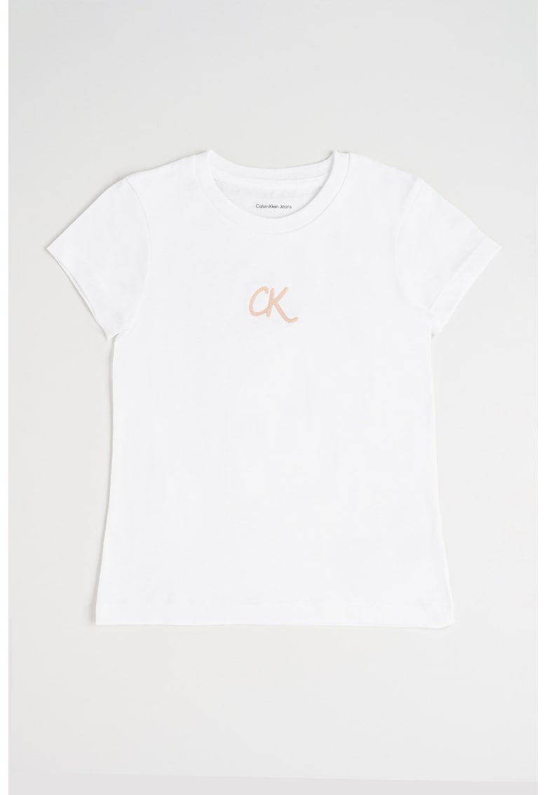 Tricou slim fit de bumbac - Alb optic/Roz prafuit