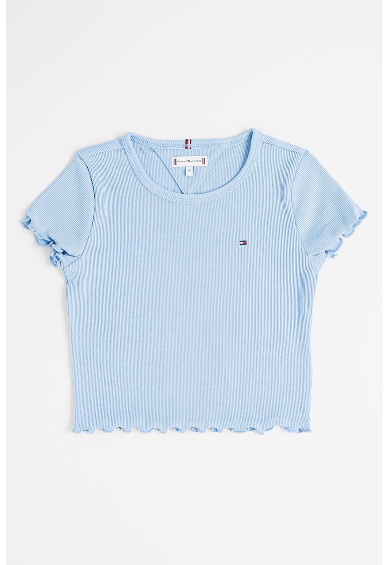 Tricou de bumbac cu striatii si logo