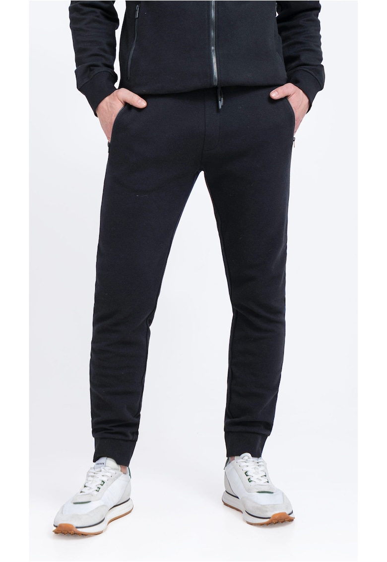 Pantaloni conici barbati - pantaloni jogger din bumbac cu snur N-Gon - bleumarin