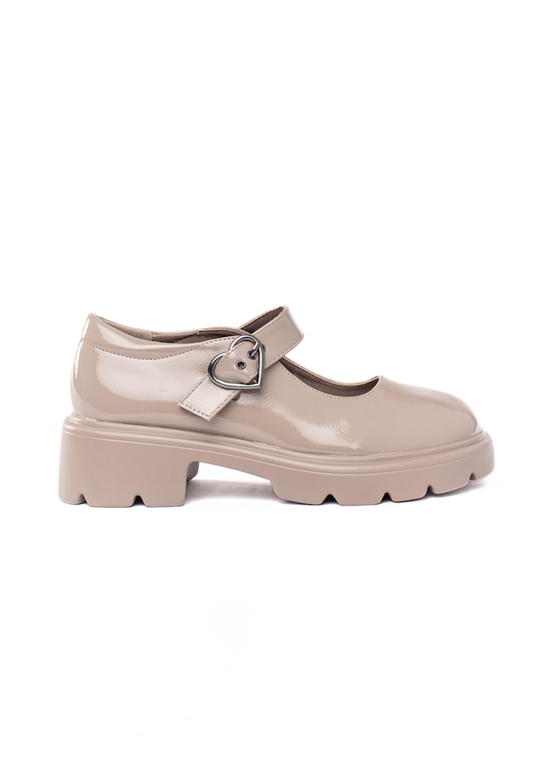Pantofi Mary-Jane din piele ecologica cu aspect lacuit