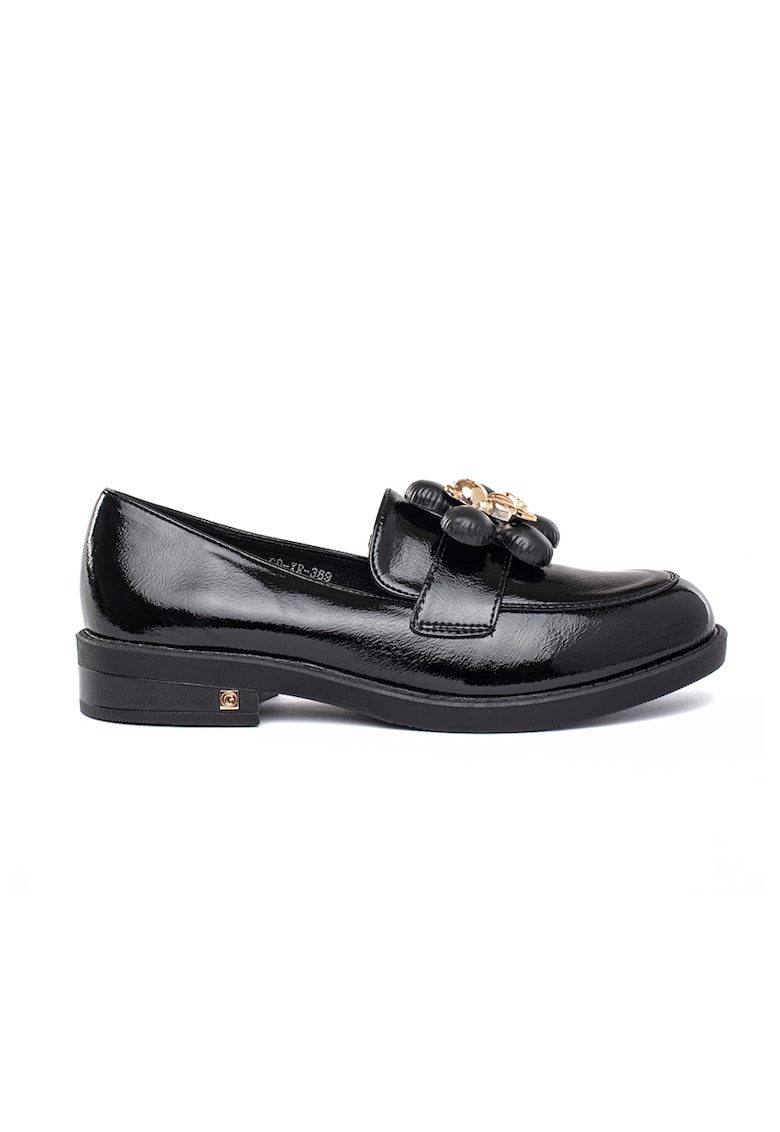 Pantofi loafer din piele ecologica cu decoratiune metalica