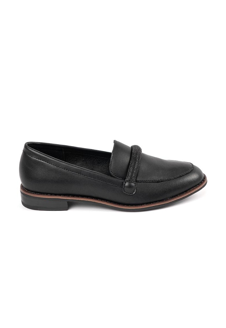 Pantofi loafer din piele ecologica decorati cu garnitura stralucitoare