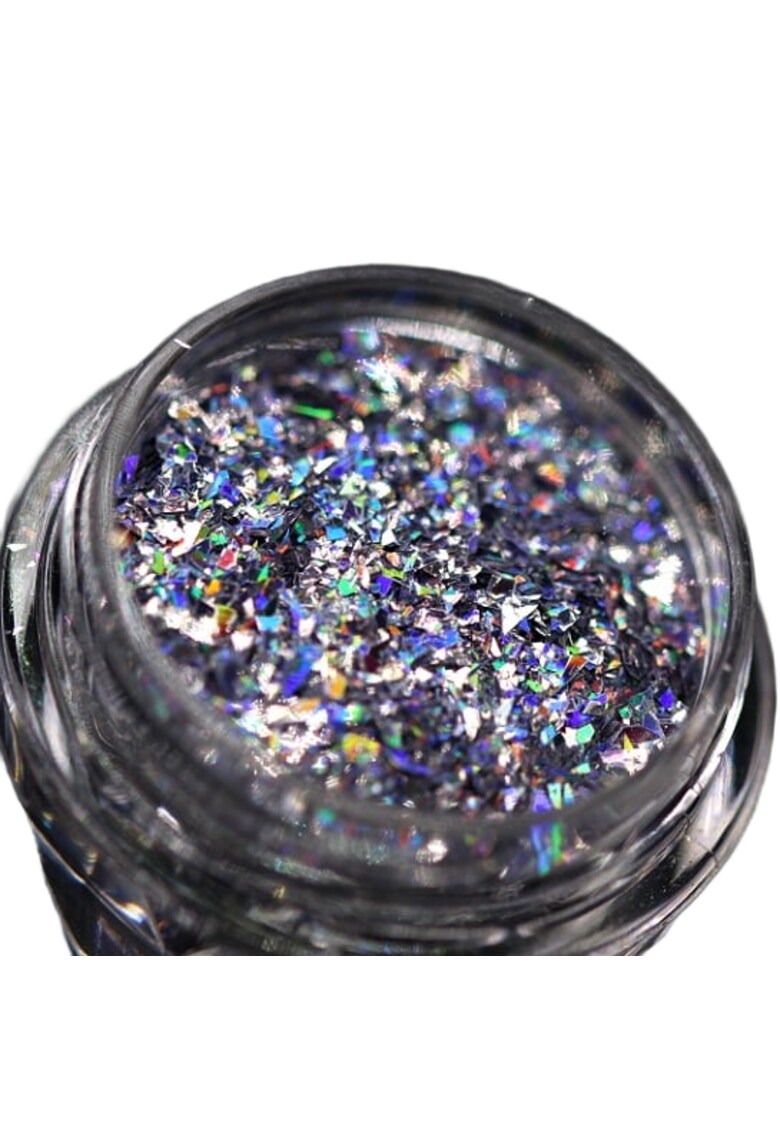 Pigment fulgi glitterati pentru machiaj si body art PK157(argintiu holografic) ™