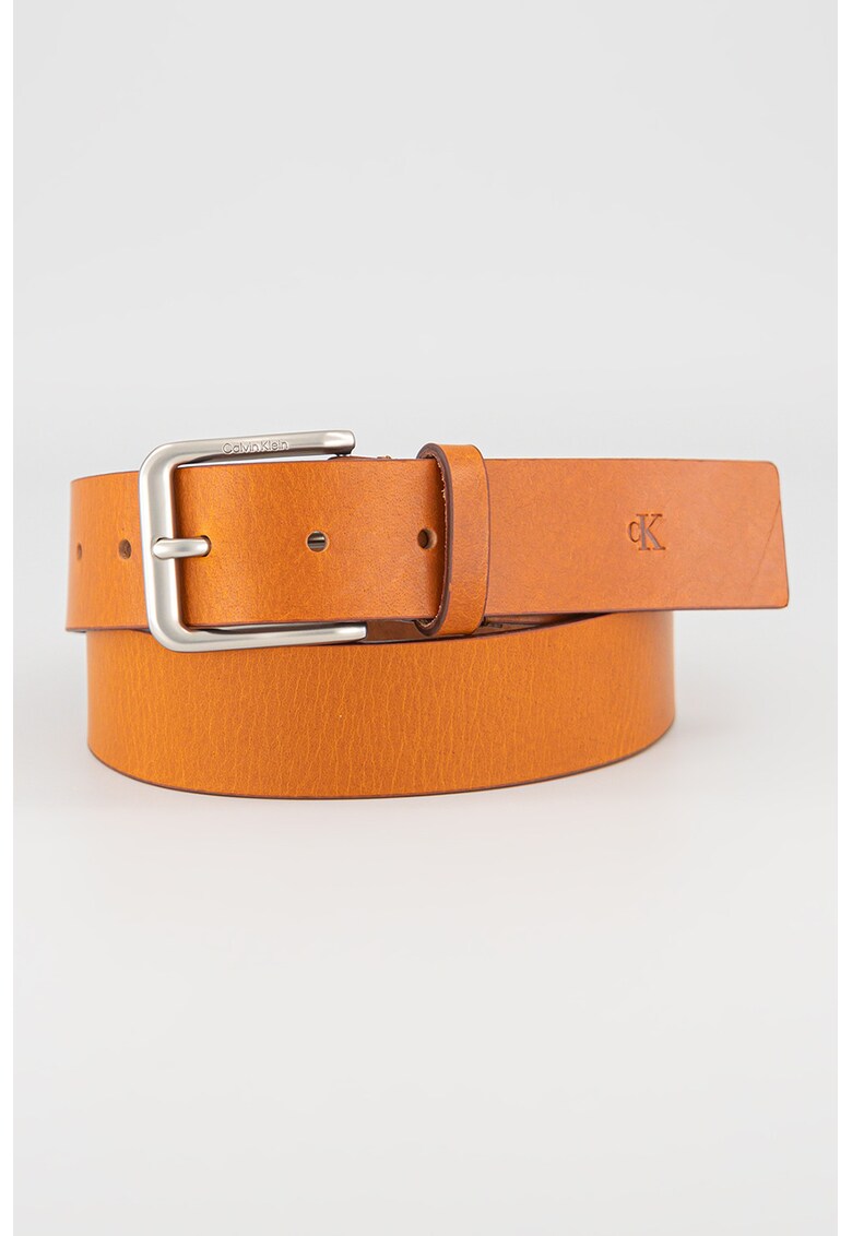 Curea de piele cu catarama metalica - Caramel