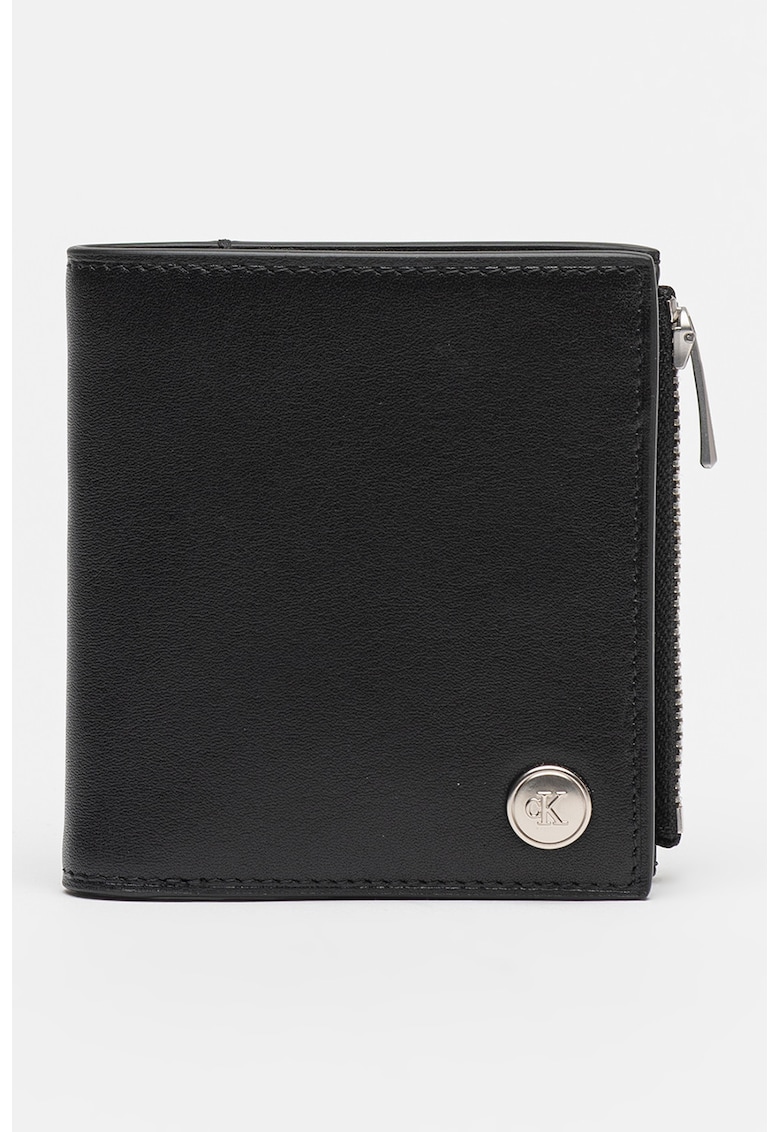 Portofel de piele cu logo metalic