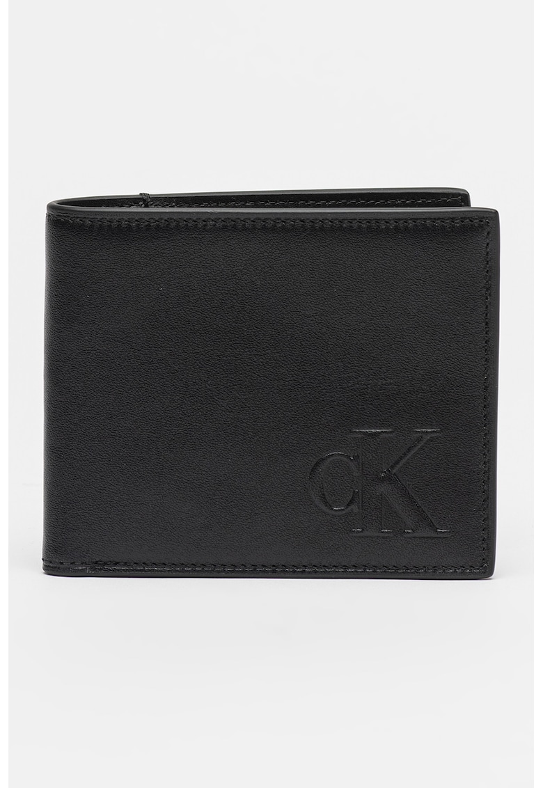 Portofel pliabil de piele cu logo in relief