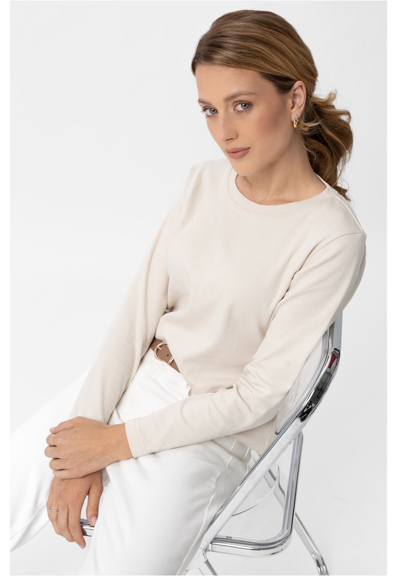 Tricou din bumbac cu maneci lungi L-Bianco - dama - crem