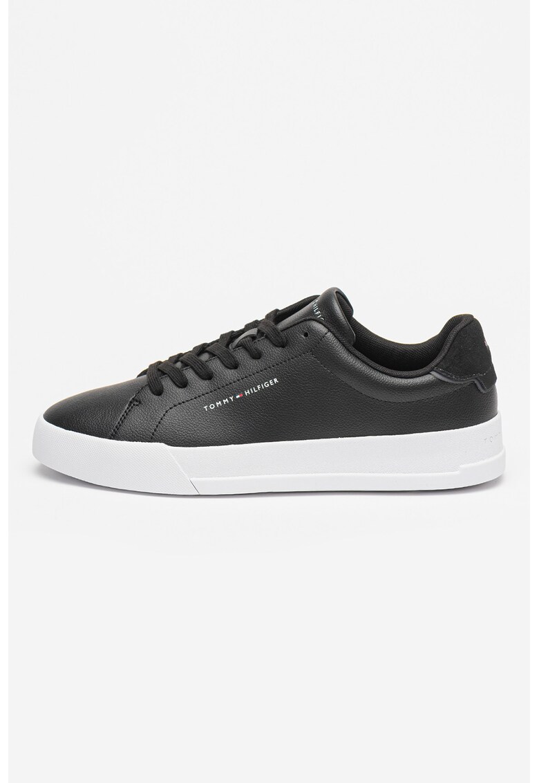 Pantofi sport din piele si piele intoarsa Court - Negru/Alb optic