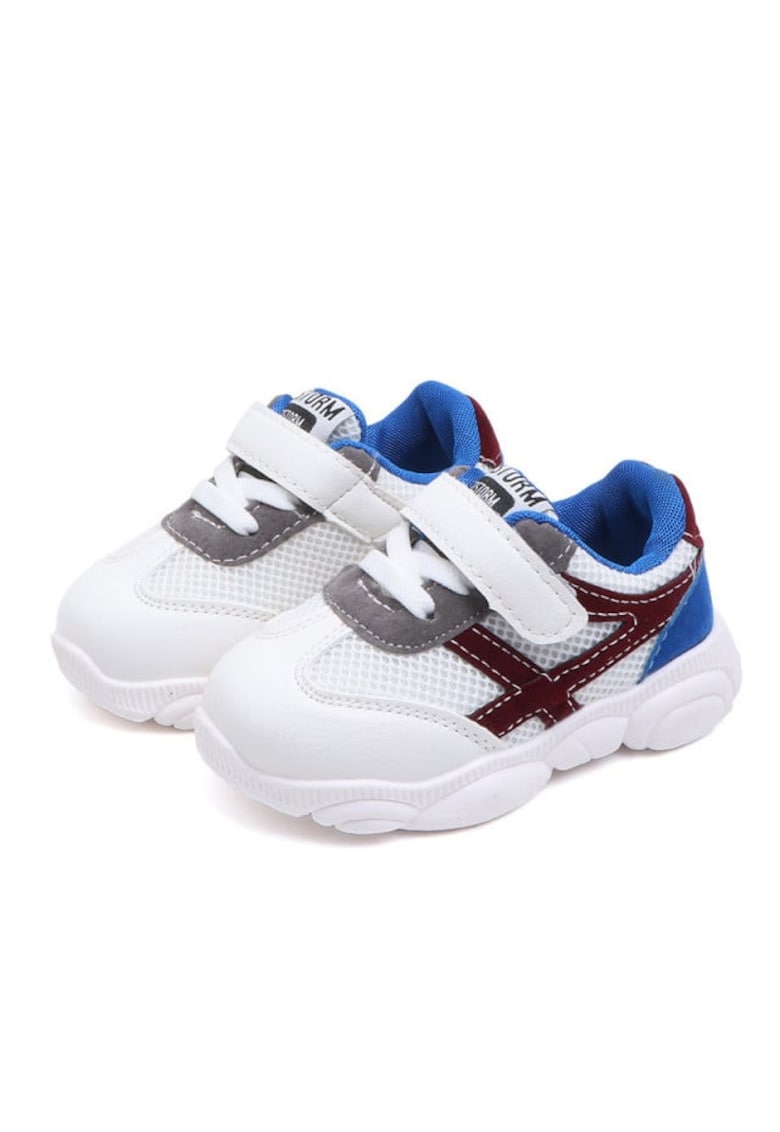 Pantofi sport Model AL 20385 cu dungi maro - Piele ecologica - Baieti - Alb -