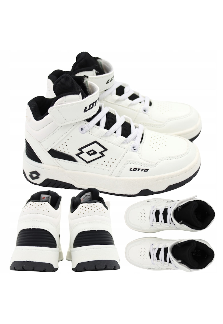Pantofi Sport Pentru Copii - Pivoott 2600210K1011 - Realizata Din Materiale Sintetice - Inchidere Confortabila Cu Velcro - Talpa Din Cauciuc - Suport Pentru Glezna - Alb - Alb | Negru