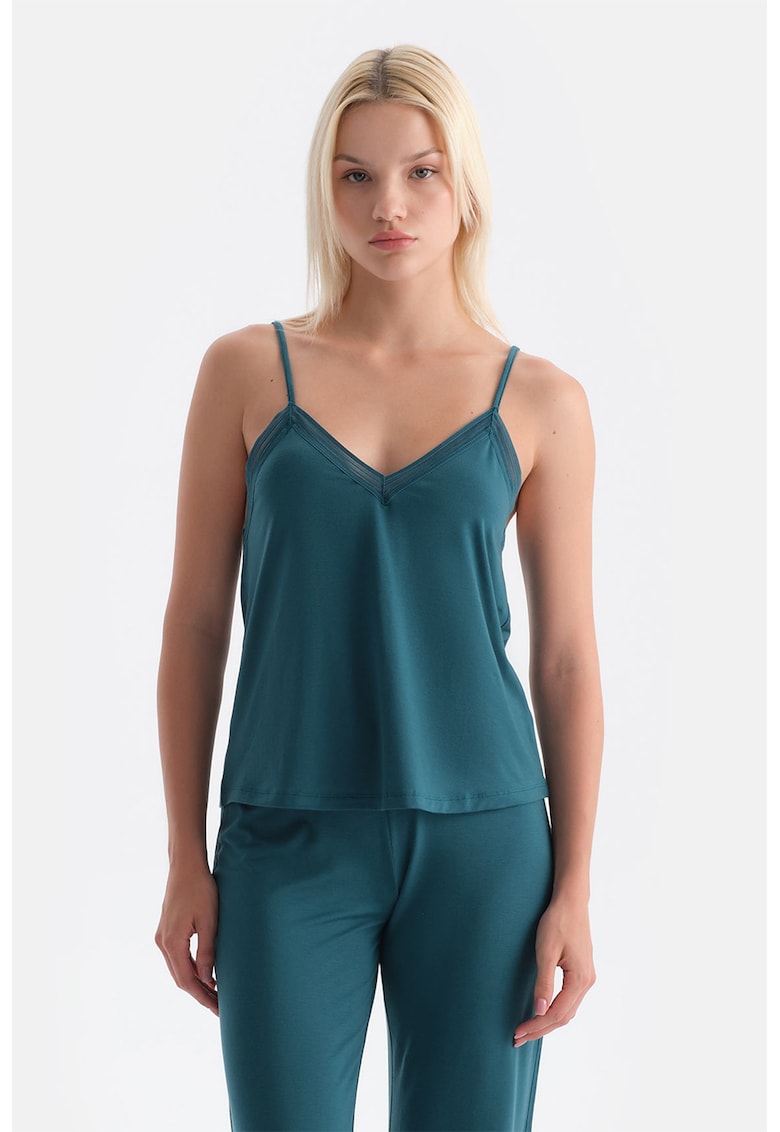 Top de pijama din amestec de lyocell cu decolteu in V