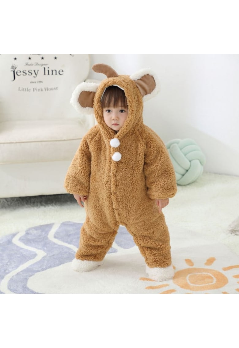 Combinezon din blanita Model AL 21566 - Unisex - 9-12 luni - Maro -