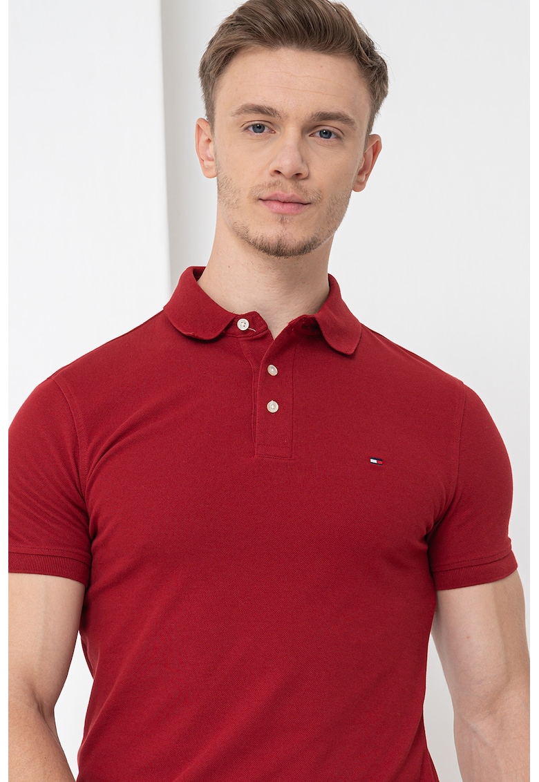 Tricou polo slim fit din amestec de bumbac organic