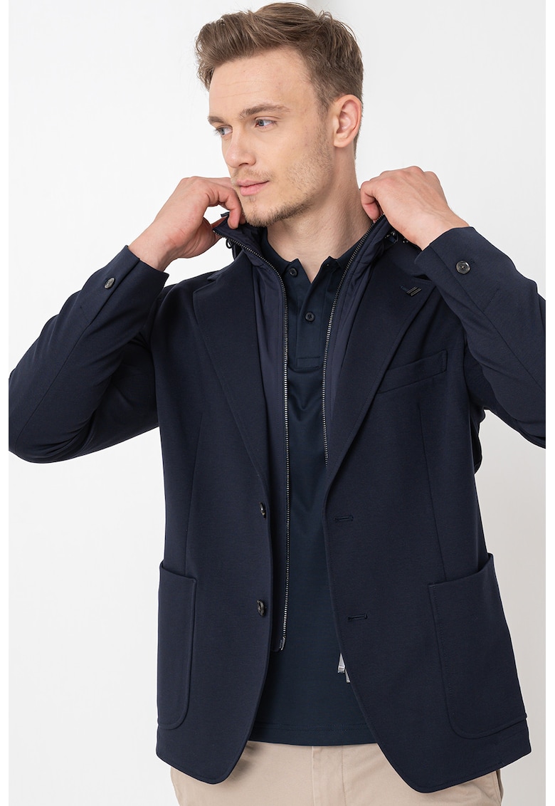 Sacou uni cu revere decupate