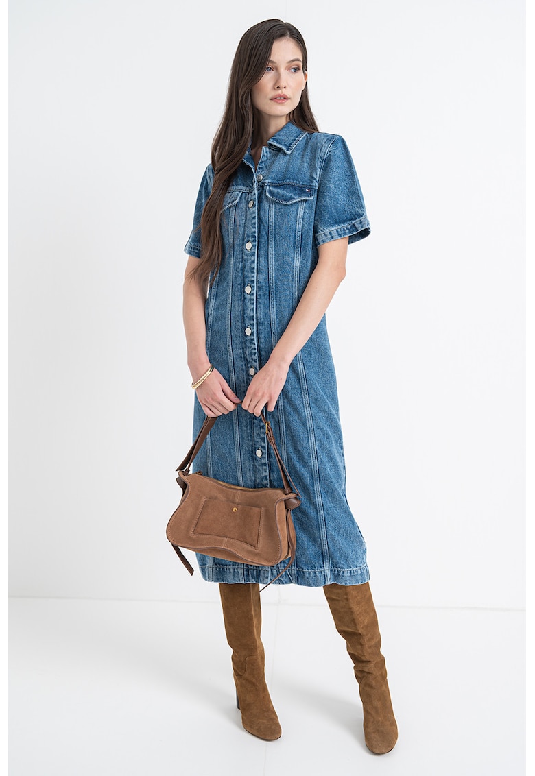 Rochie-camasa midi din denim