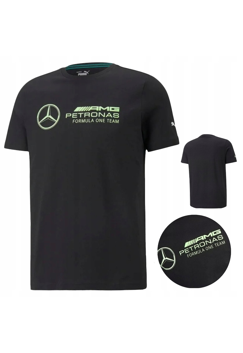 Tricou Barbati - MAPF1 Logo 534917 01 - 100% Bumbac BCI - Croiala Regular Fit - Decolteu Rotund - Logo Mercedes-AMG Petronas F1 - Negru - Negru