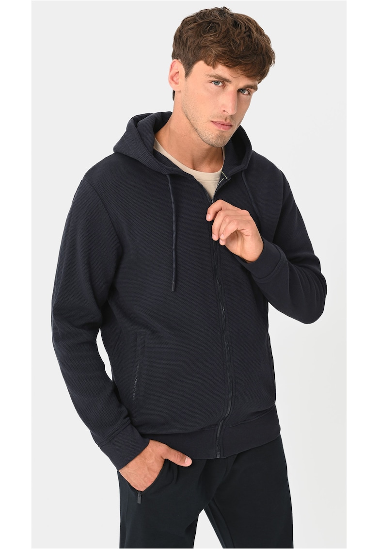Hanorac barbati din bumbac cu gluga si fermoar B-Lermo - bleumarin