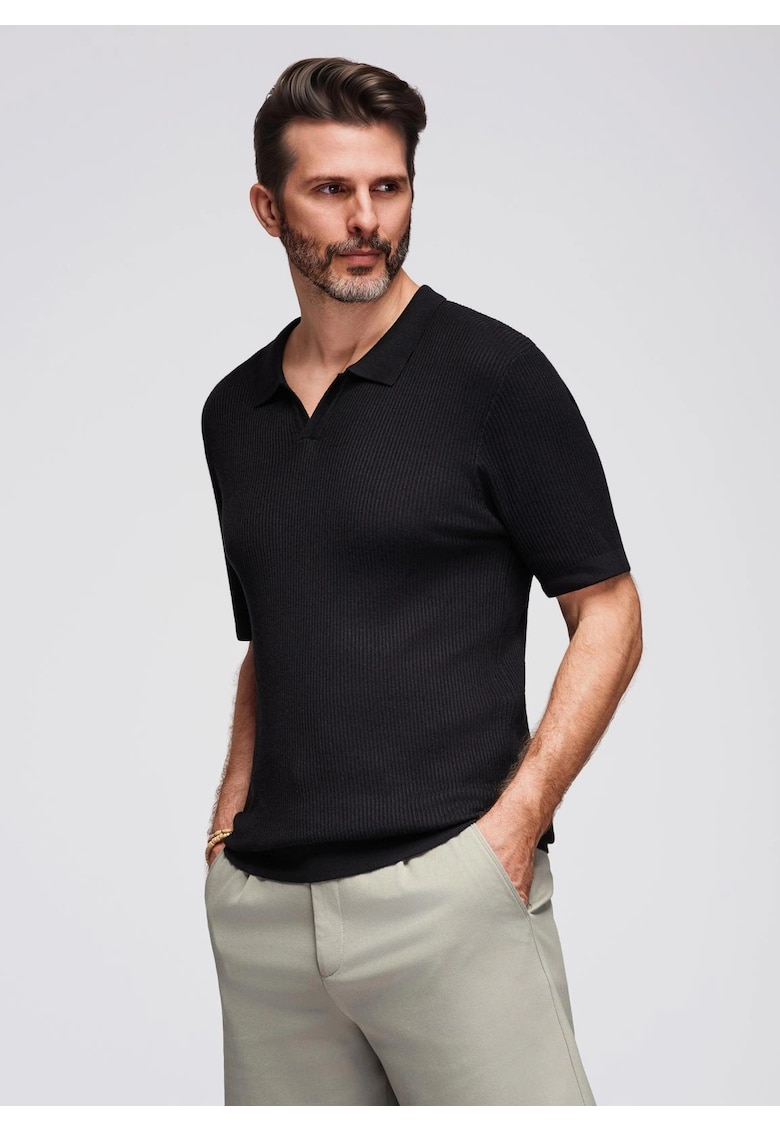 Tricou polo din viscoza OM-POSS-0160 - Negru