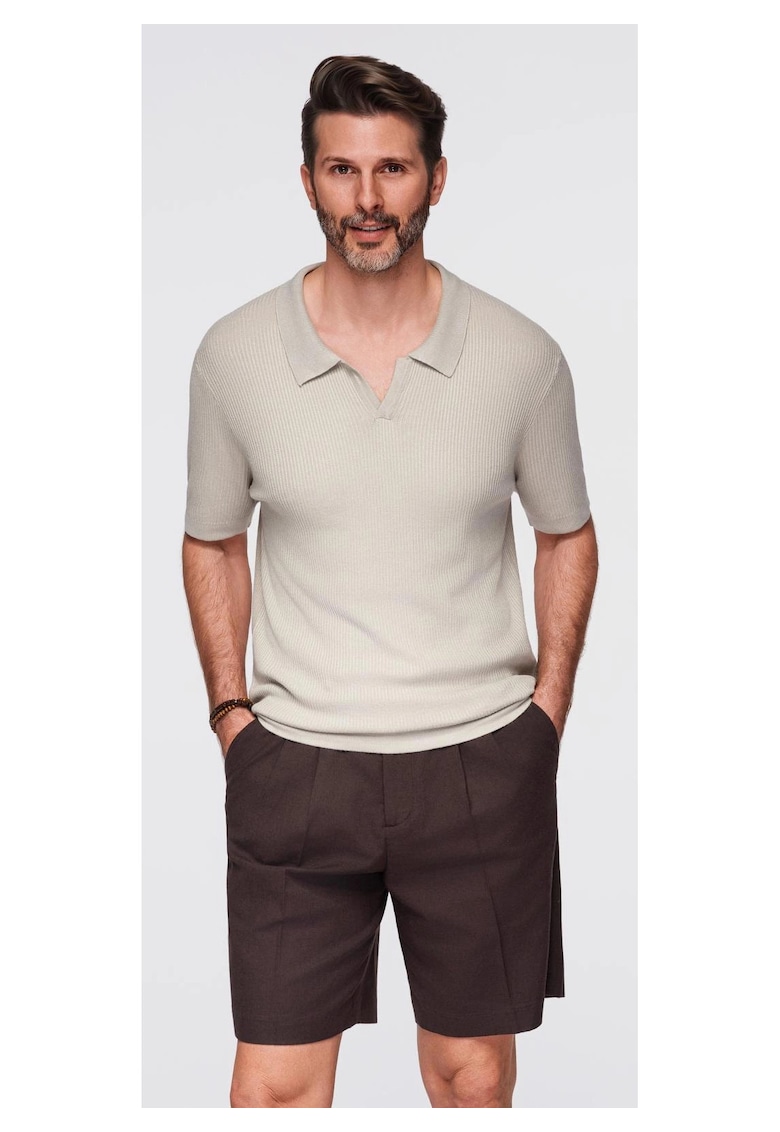 Tricou polo din viscoza OM-POSS-0160 - Gri deschis