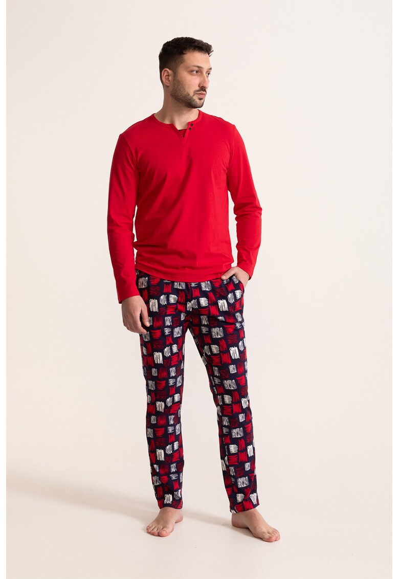 Pijama de bumbac cu imprimeu grafic