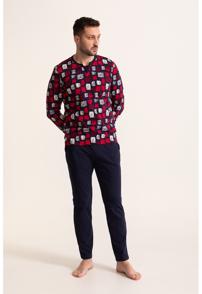 Pijama de bumbac cu imprimeu grafic