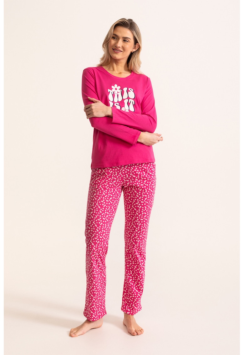 Pijama de bumbac cu imprimeu Matilda