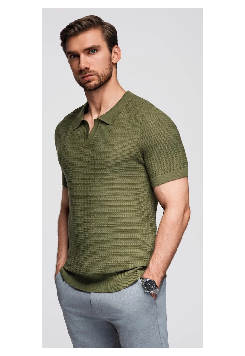 Tricou polo din viscoza OM-POSS-0157 - Kaki