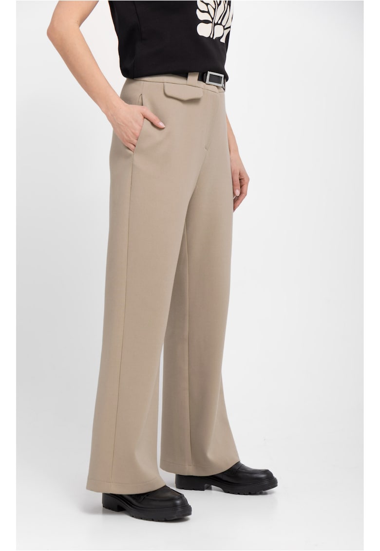 Pantaloni lungi eleganti pentru dama cu picior lat R-Milen - bej