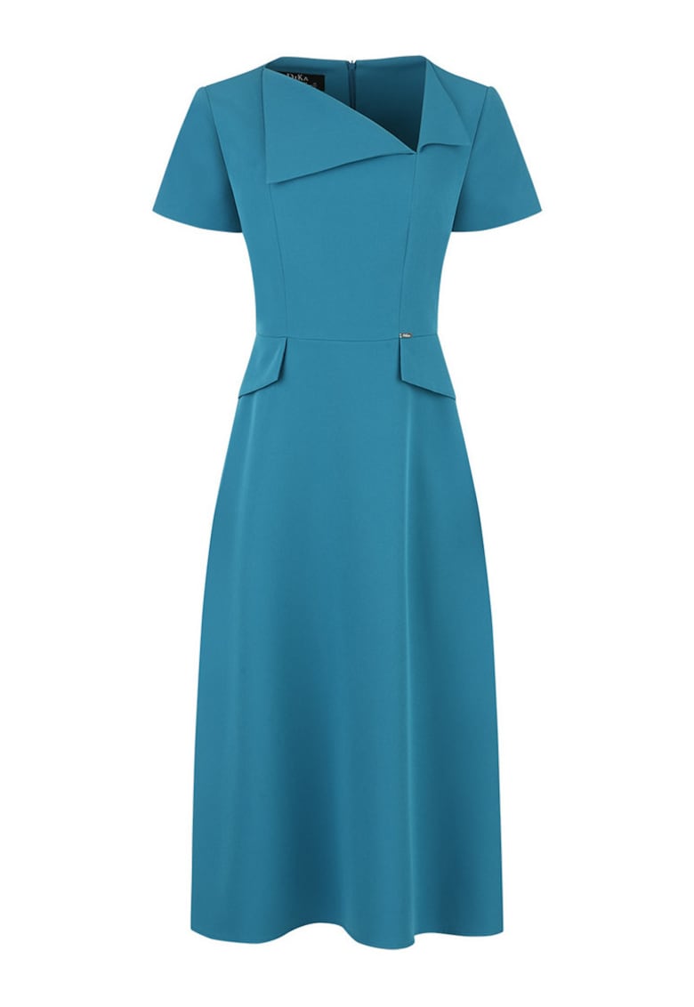 Rochie midi cu decolteu asimetric