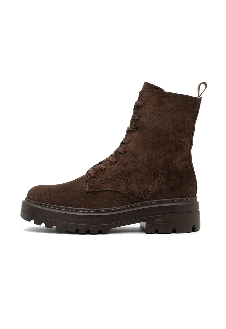 Bocanci din piele intoarsa cu sireturi