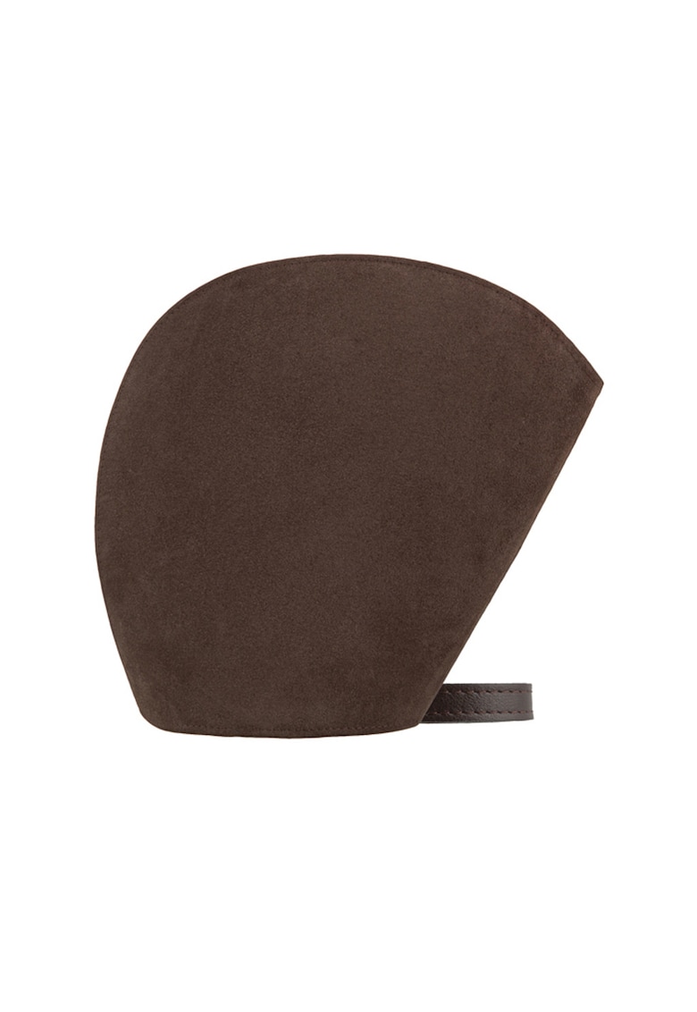 Geanta crossbody asimetrica de piele si piele intoarsa - Maro