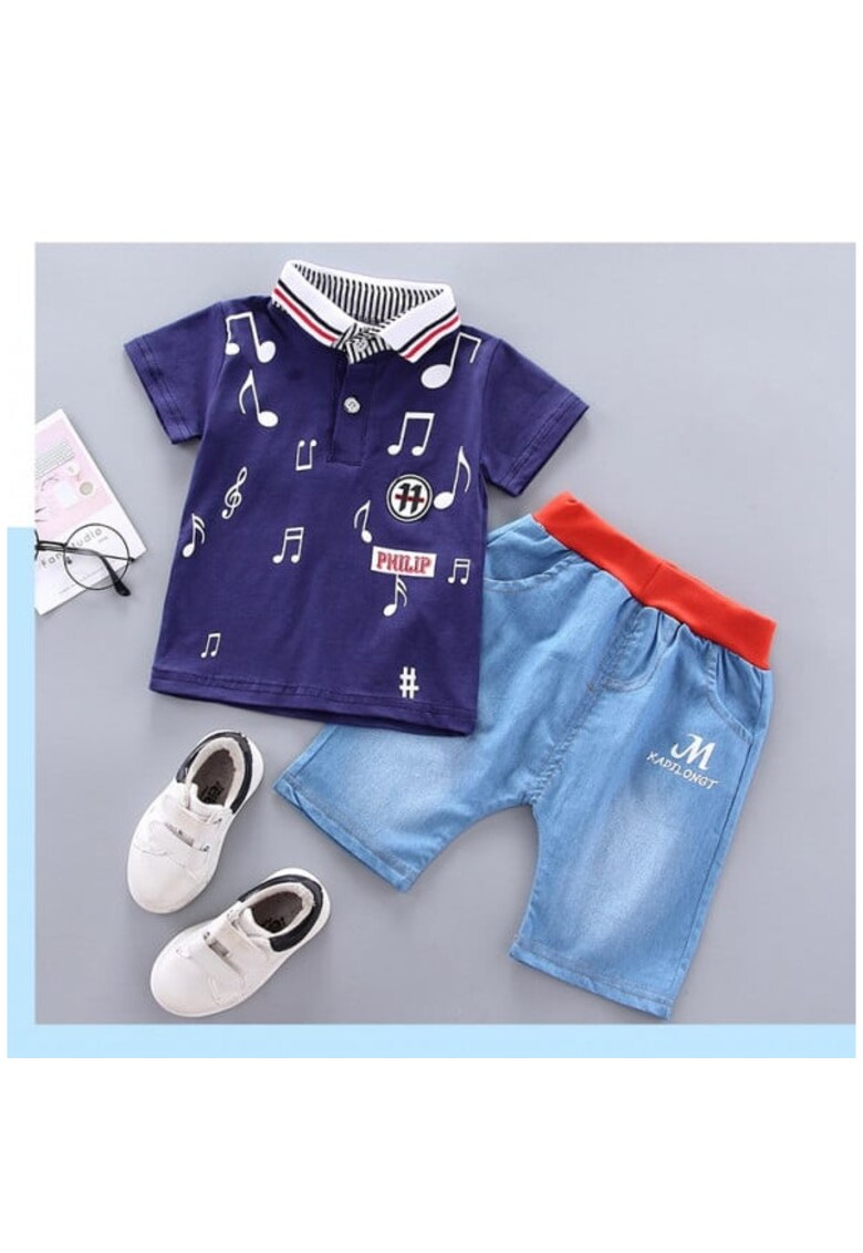 Compleu Model AL 21641 Note muzicale - Pentru bebelusi - Baieti - 9-12 luni - Multicolor -