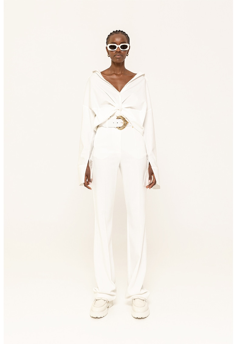 Pantaloni drepti cu talie inalta