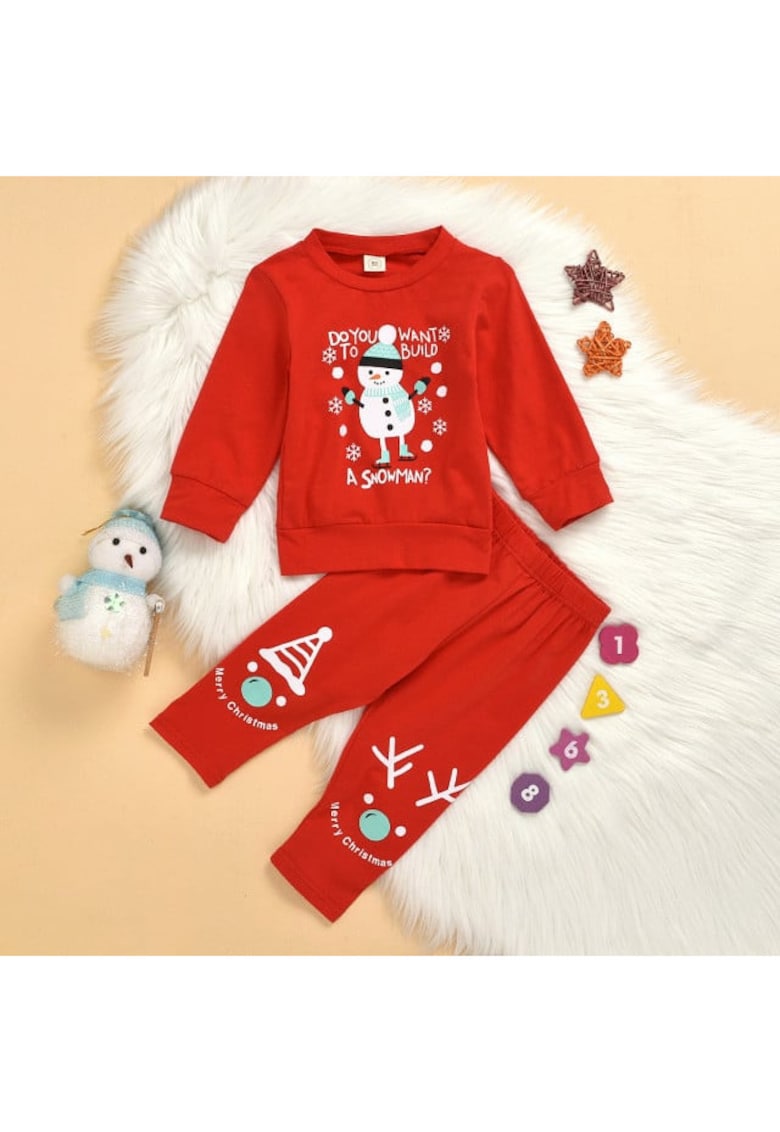 Pijama Model AL 21733 Snowman - Unisex - 9-12 - Rosu - 74-80 - Rosu