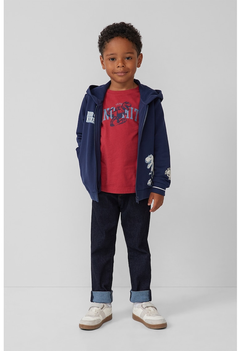 Hanorac cu fermoar si imprimeu dinozaur