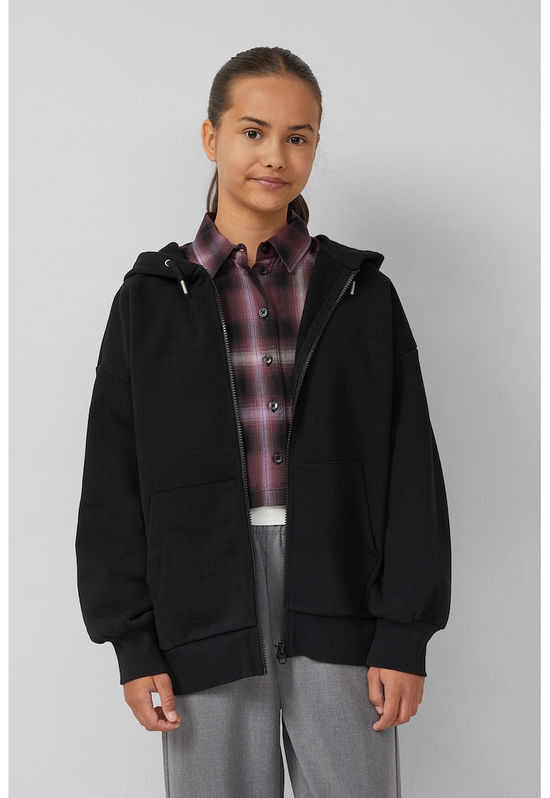 Hanorac superadimensionat cu buzunare si fermoar