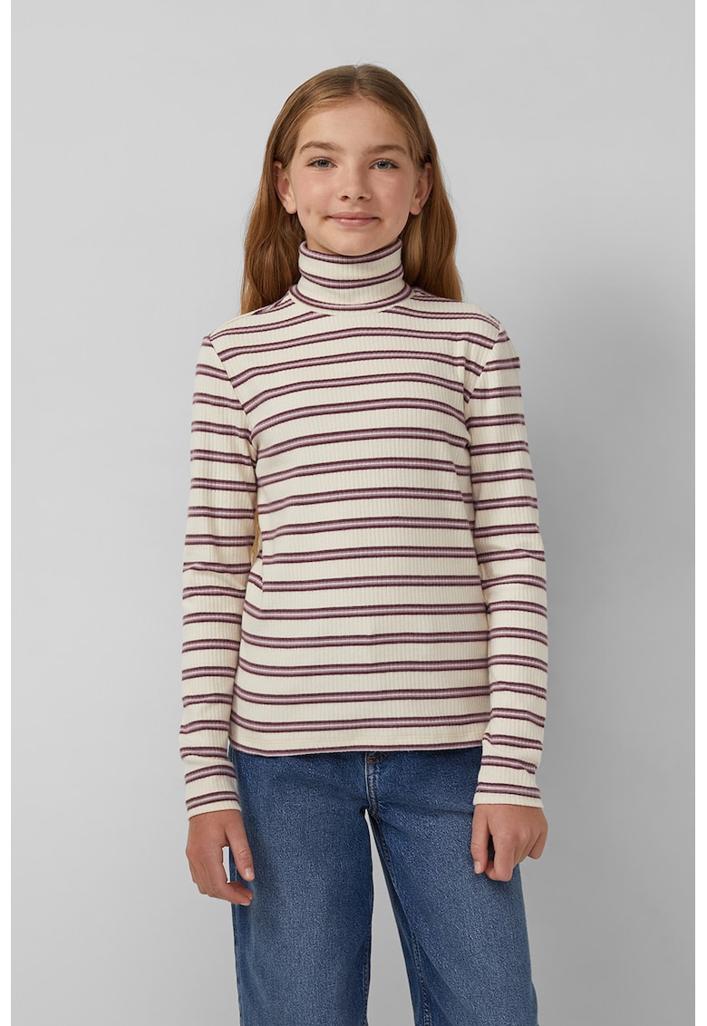 Bluza slim-fit cu guler inalt si dungi