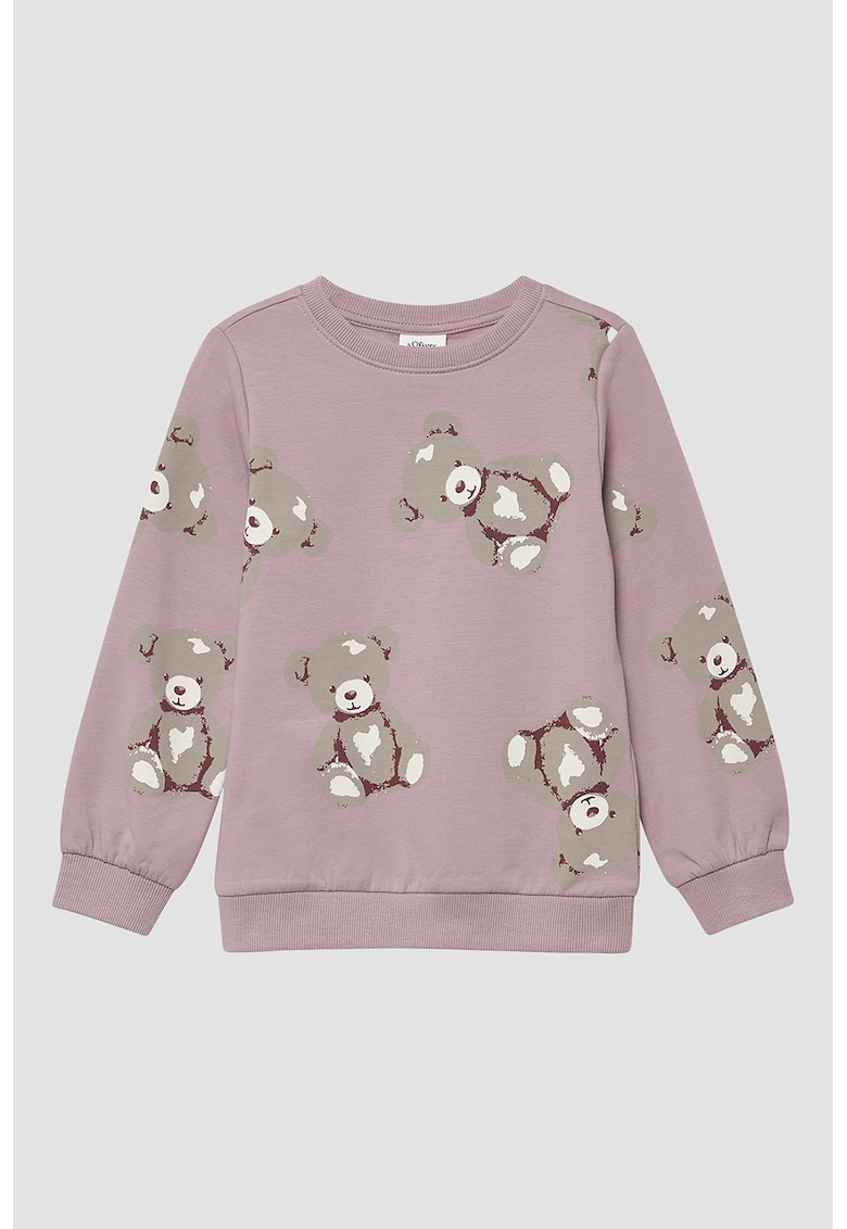 Bluza de trening cu imprimeu grafic - Maro taupe deschis/Lila