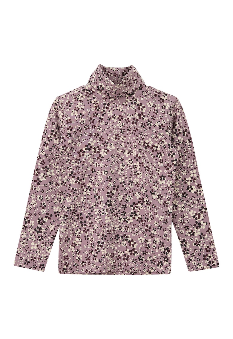Bluza cu guler inalt si model floral