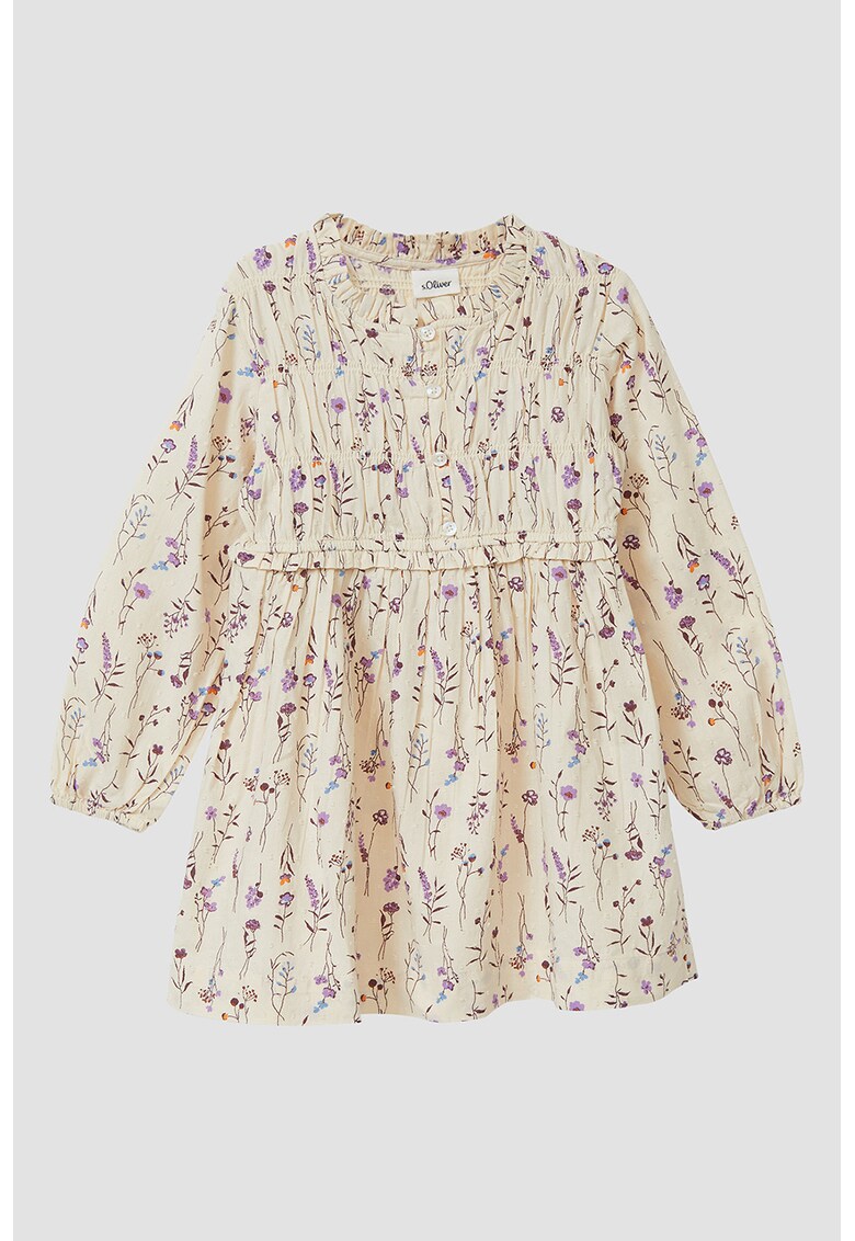 Rochie evazata cu imprimeu floral - Bej/Lila