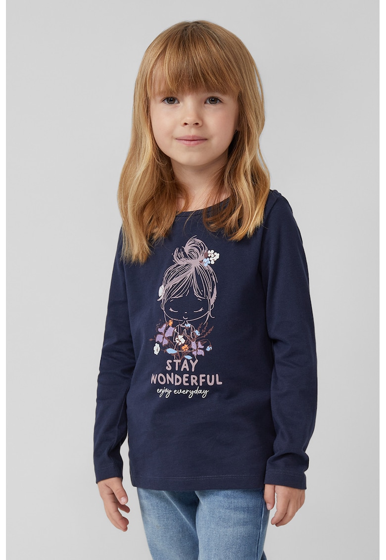 Bluza cu detalii straluciotare si imprimeu grafic