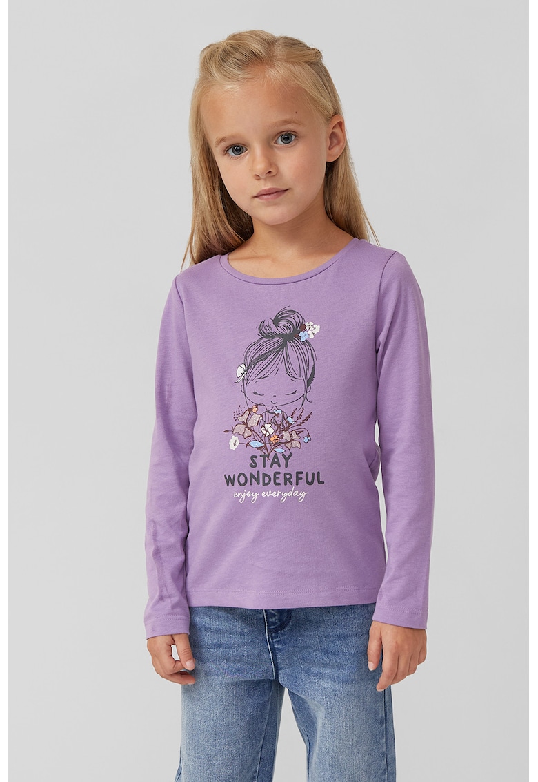 Bluza cu detalii straluciotare si imprimeu grafic