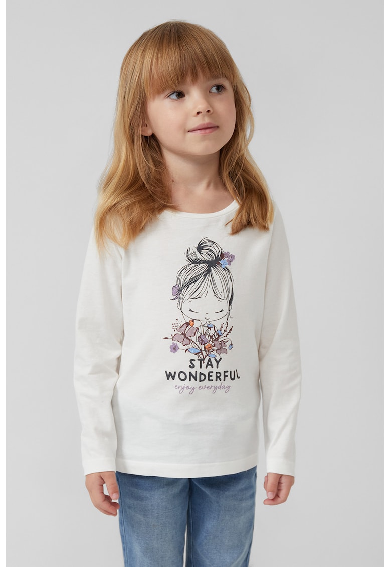 Bluza cu detalii straluciotare si imprimeu grafic