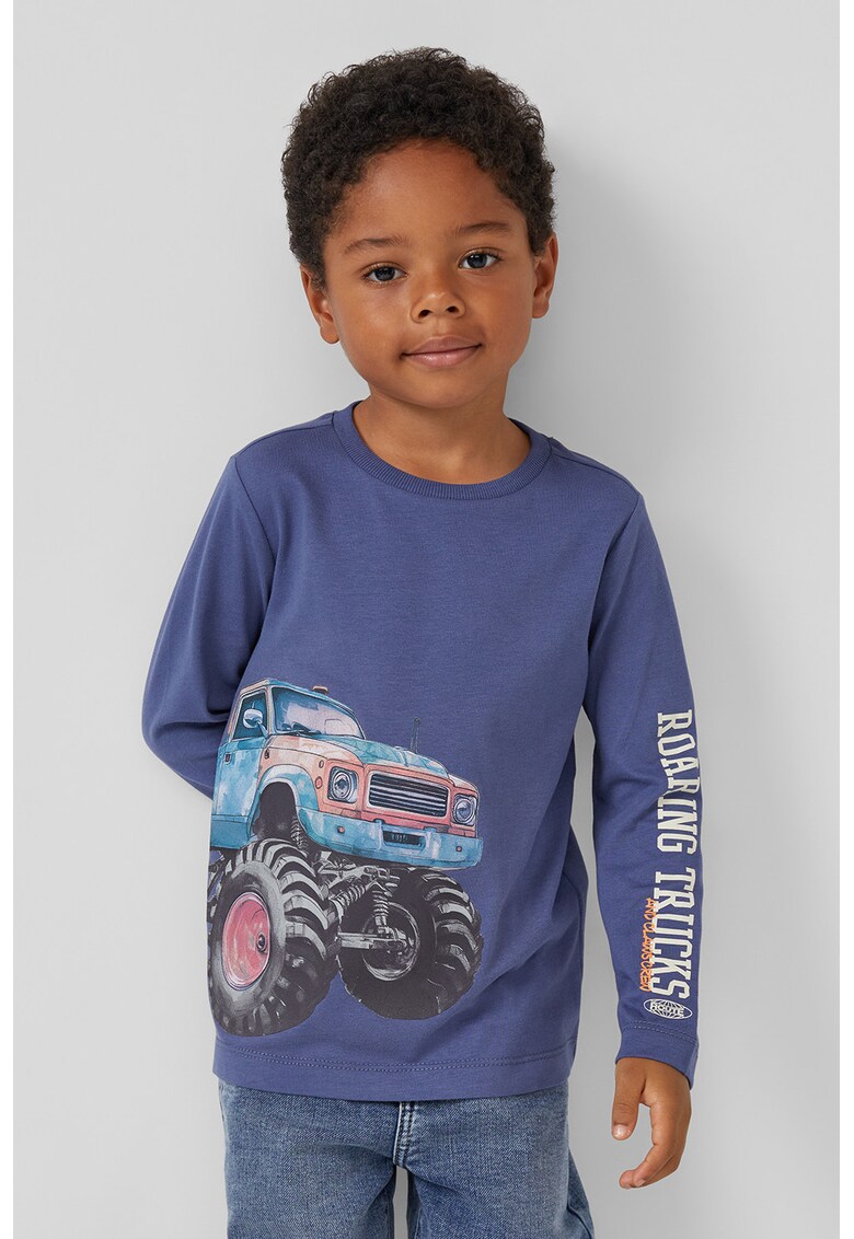 Bluza cu imprimeu camion - Albastru prafuit/Gri antracit