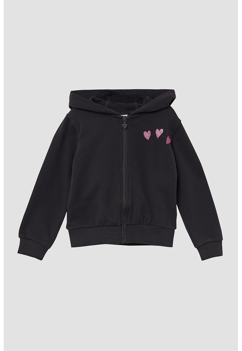 Hanorac cu imprimeu pe partea din spate si fermoar